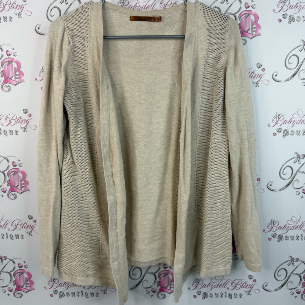 Belldini cardigan open front crochet knitted knit Cream Open-Front Cardigan